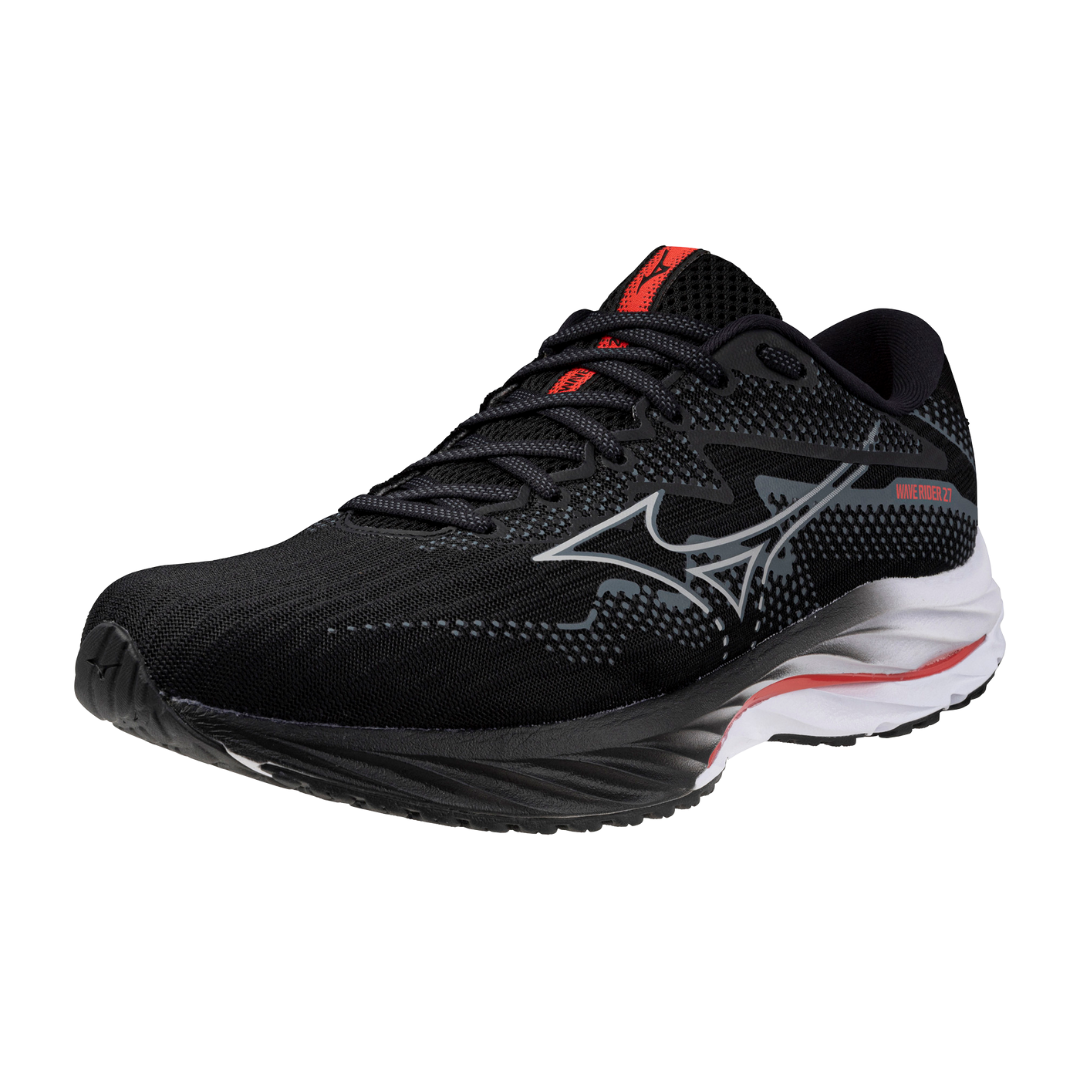 Mizuno Men's Wave Rider 27 2E - Black/Nickel/Cayenne