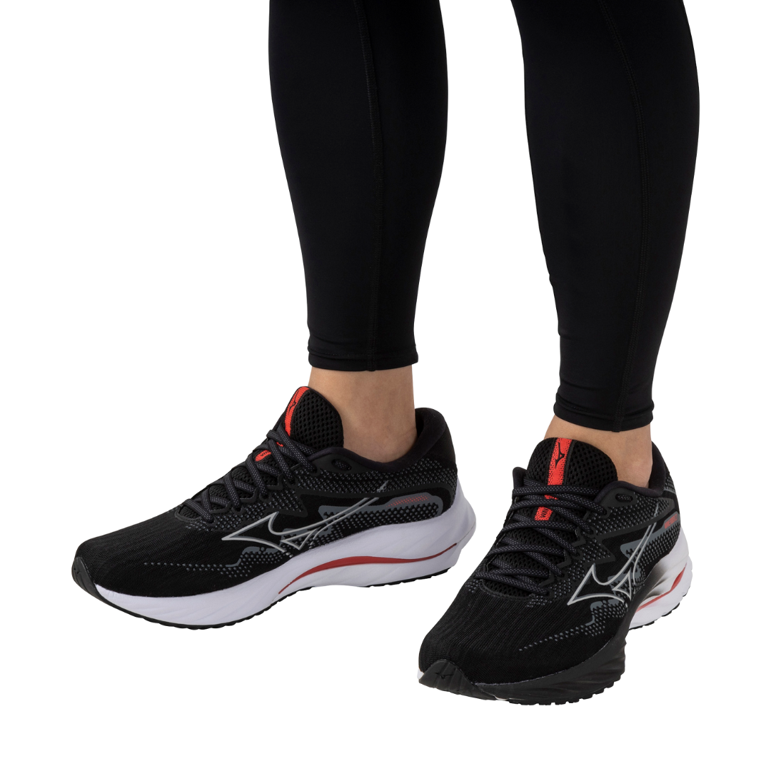 Mizuno Men's Wave Rider 27 2E - Black/Nickel/Cayenne