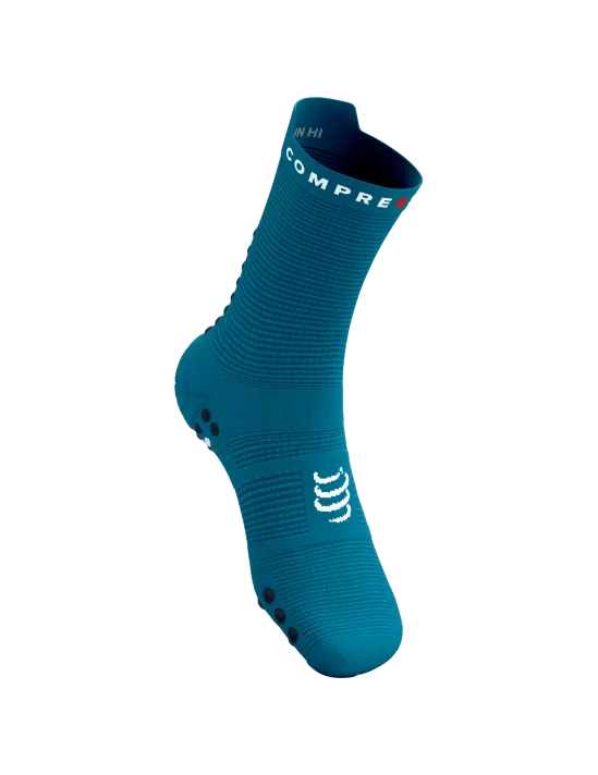 Compressport Unisex's Pro Racing Socks v4.0 Run High - Mosaic Blue/Magnet