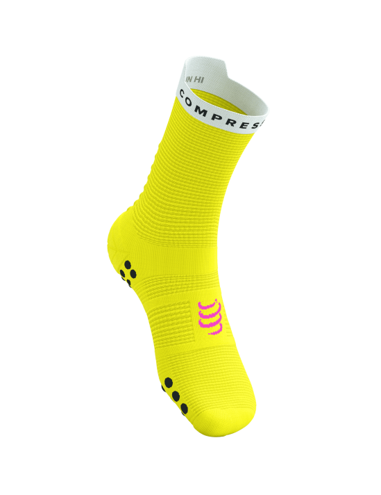Compressport Unisex's Pro Racing Socks v4.0 Run High - Safe Yellow/White