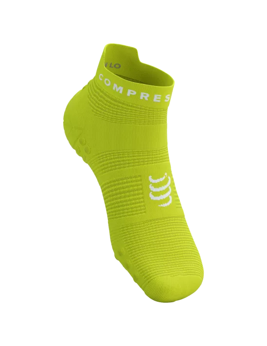 Compressport Unisex's Pro Racing Socks v4.0 Run Low - Green Sheen/White