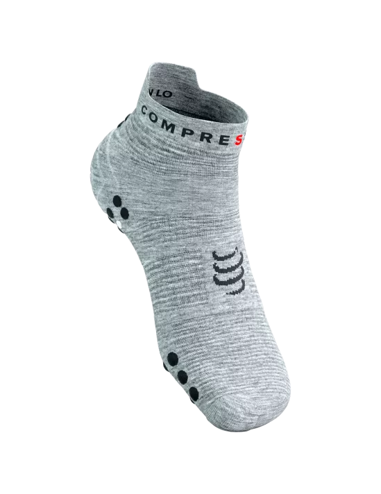 Compressport Unisex's Pro Racing Socks v4.0 Run Low - Grey Melange/Black