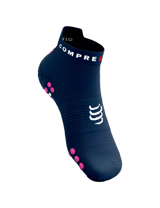 Compressport Unisex's Pro Racing Socks v4.0 Run Low - Mood Indigo/Magenta
