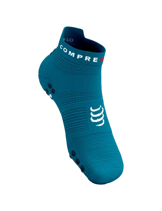 Compressport Unisex's Pro Racing Socks v4.0 Run Low - Mosaic Blue/Magnet