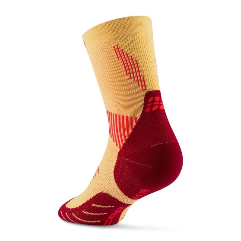 CEP Women's Run Socks Mid-Cut 5.0 - Marigold/Burgundy