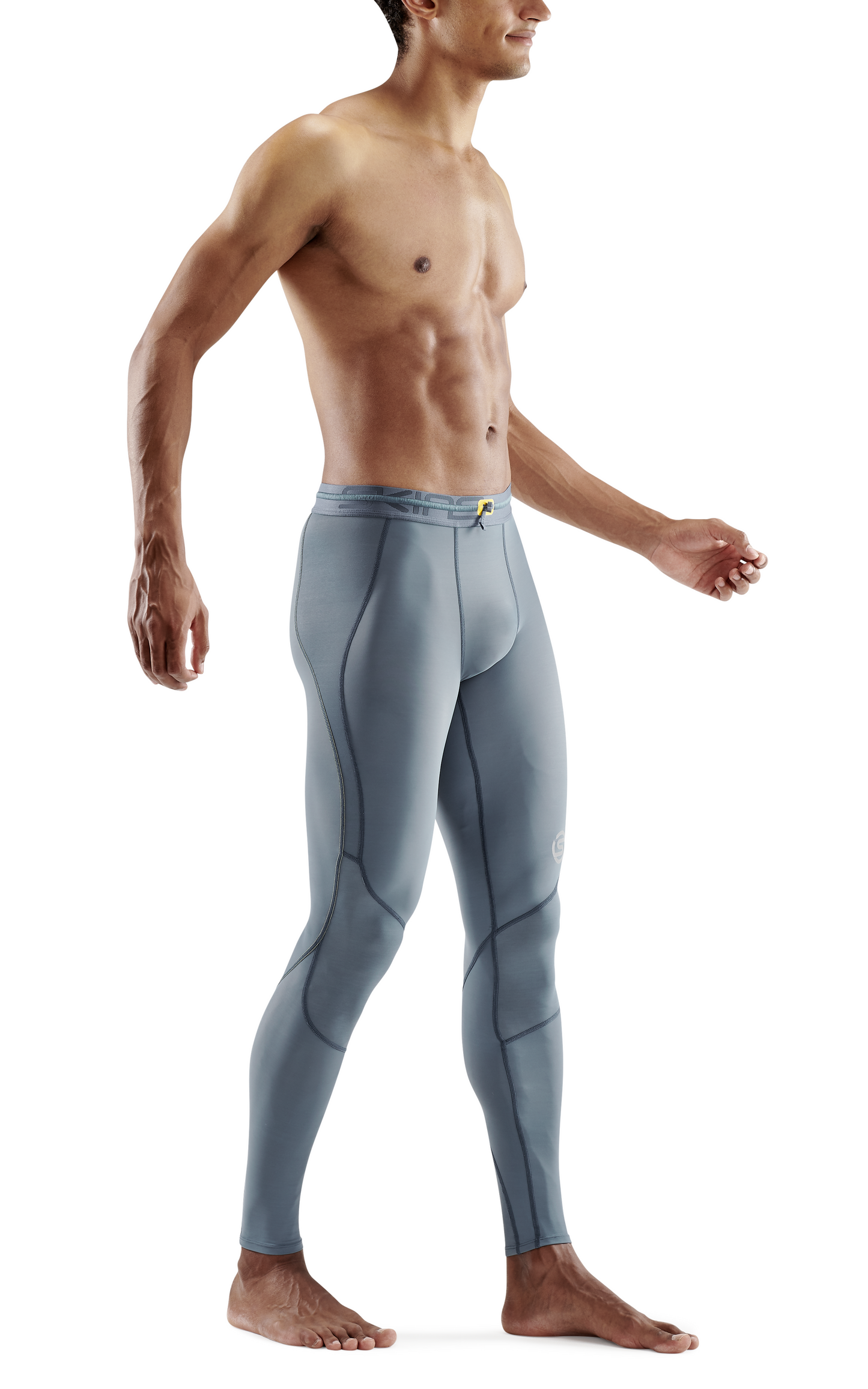 SKINS Men's Compression Long Tights 3-Series - Blue Grey