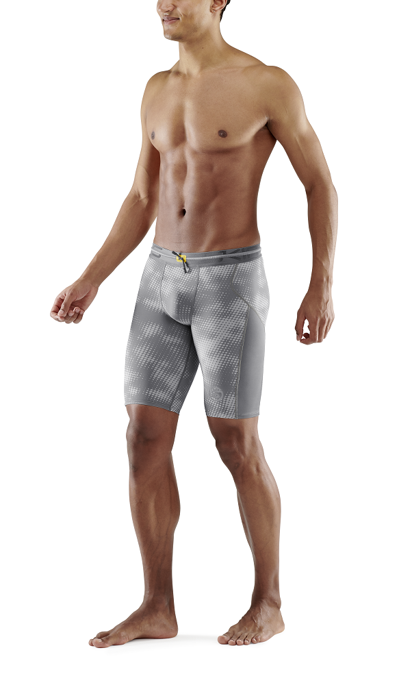 SKINS Men's Compression Half Tights 3-Series - Camo Lt. Grey