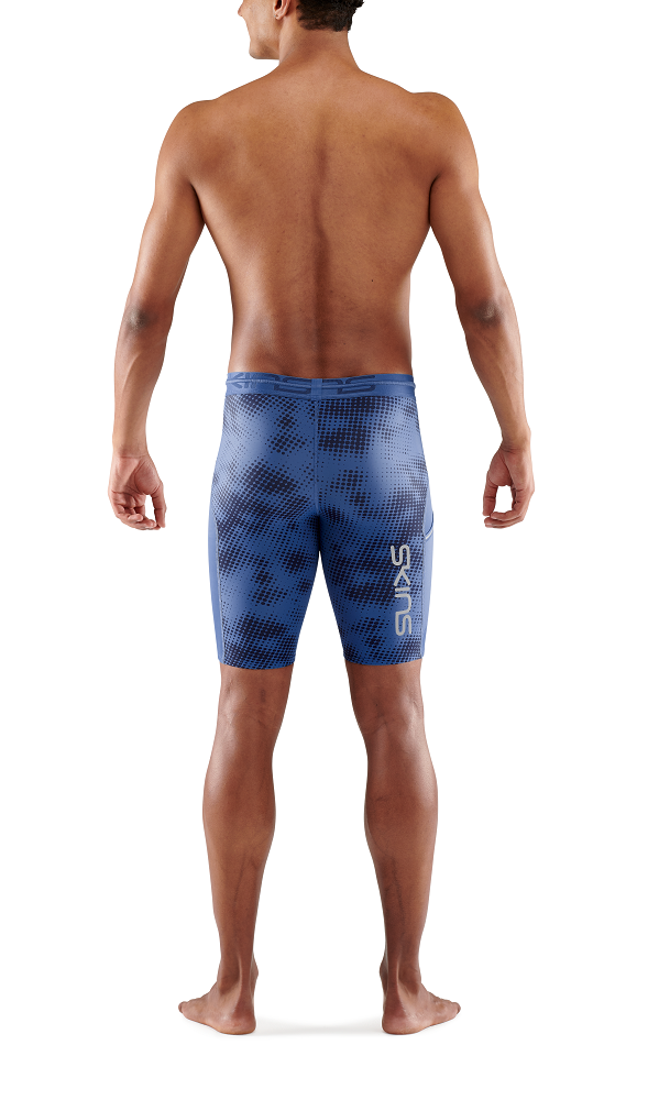 SKINS Men's Compression Half Tights 3-Series - Camo Blue