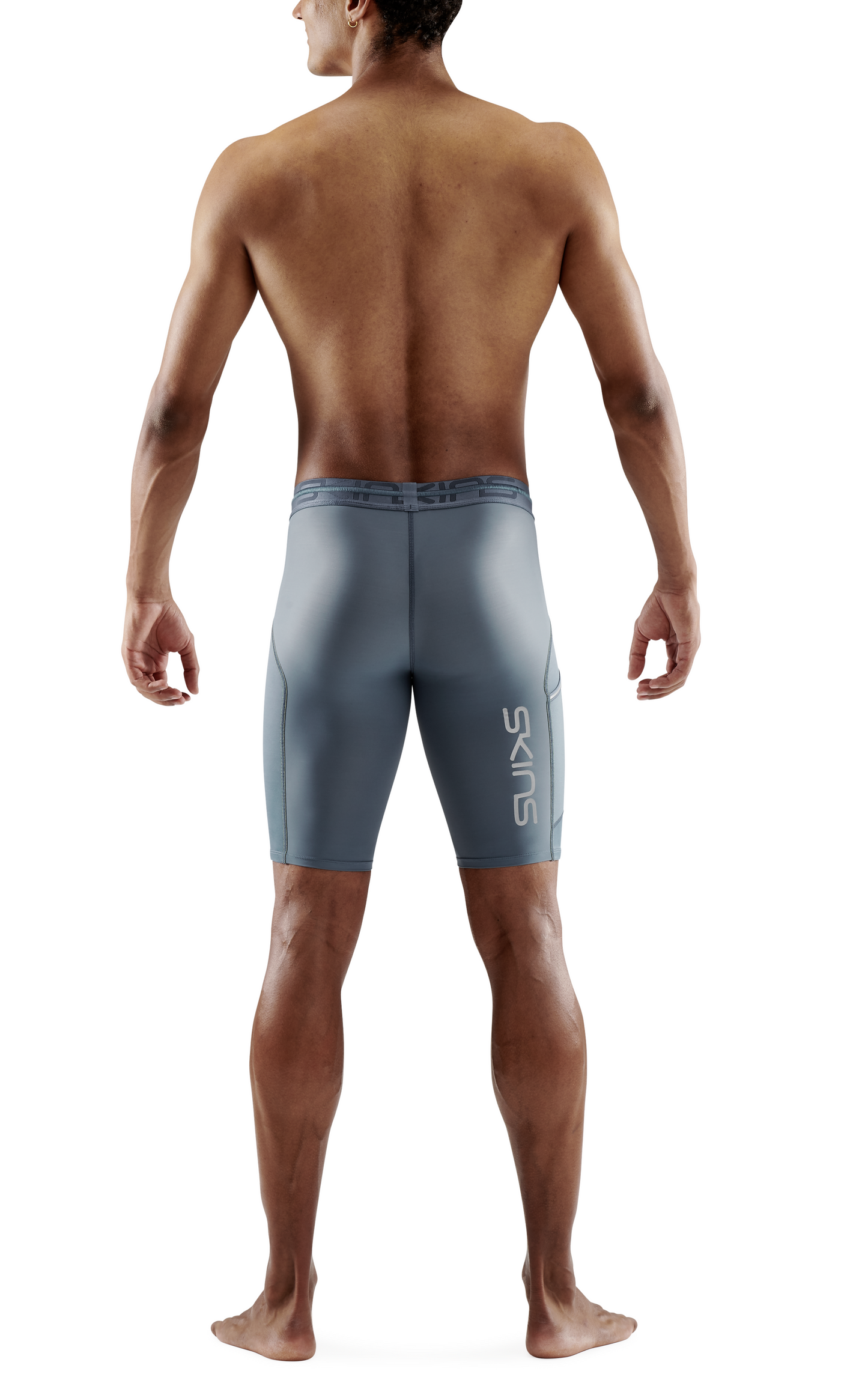 SKINS Men's Compression Half Tights 3-Series - Blue Grey