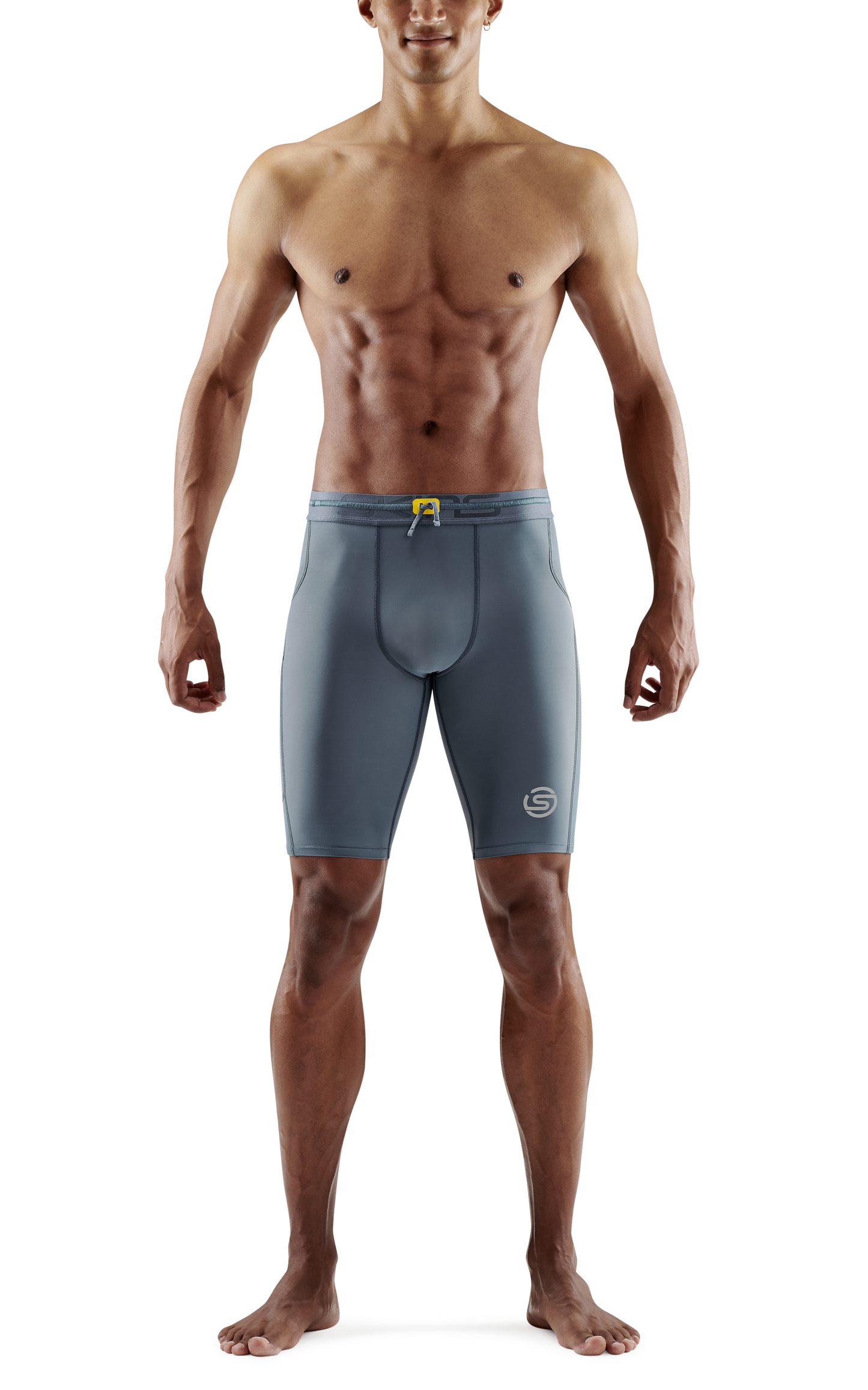 SKINS Men's Compression Half Tights 3-Series - Blue Grey