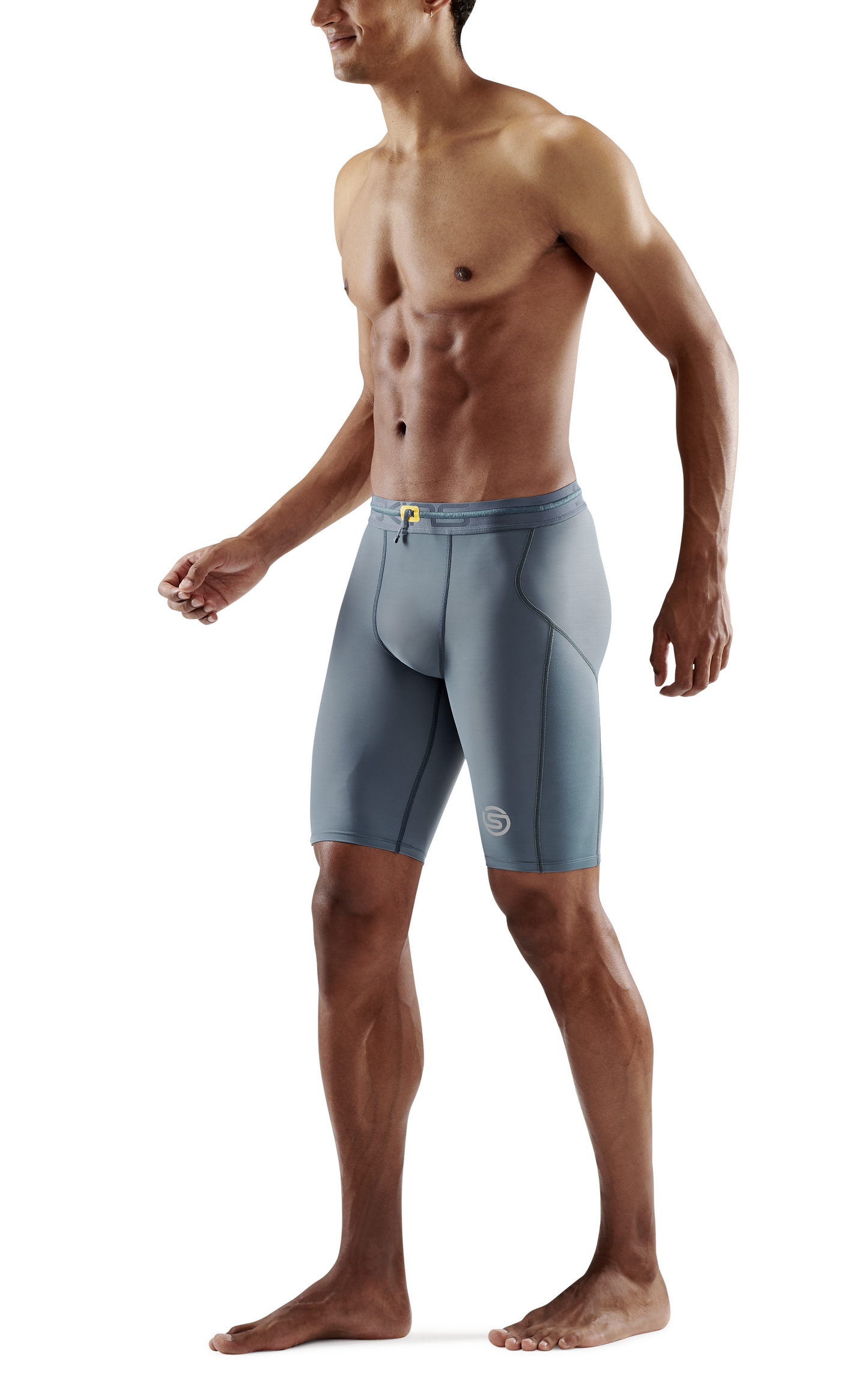 SKINS Men's Compression Half Tights 3-Series - Blue Grey