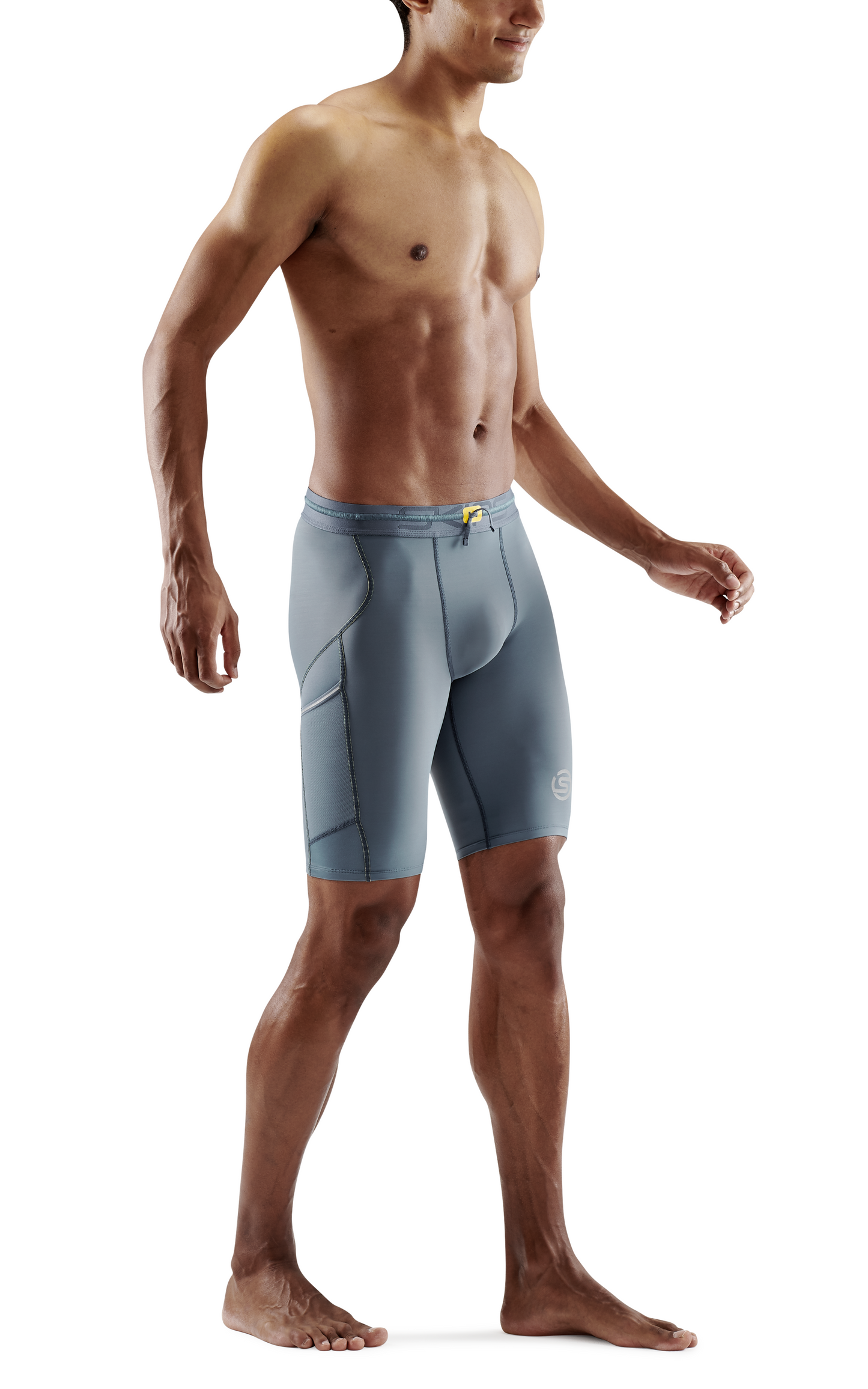 SKINS Men's Compression Half Tights 3-Series - Blue Grey