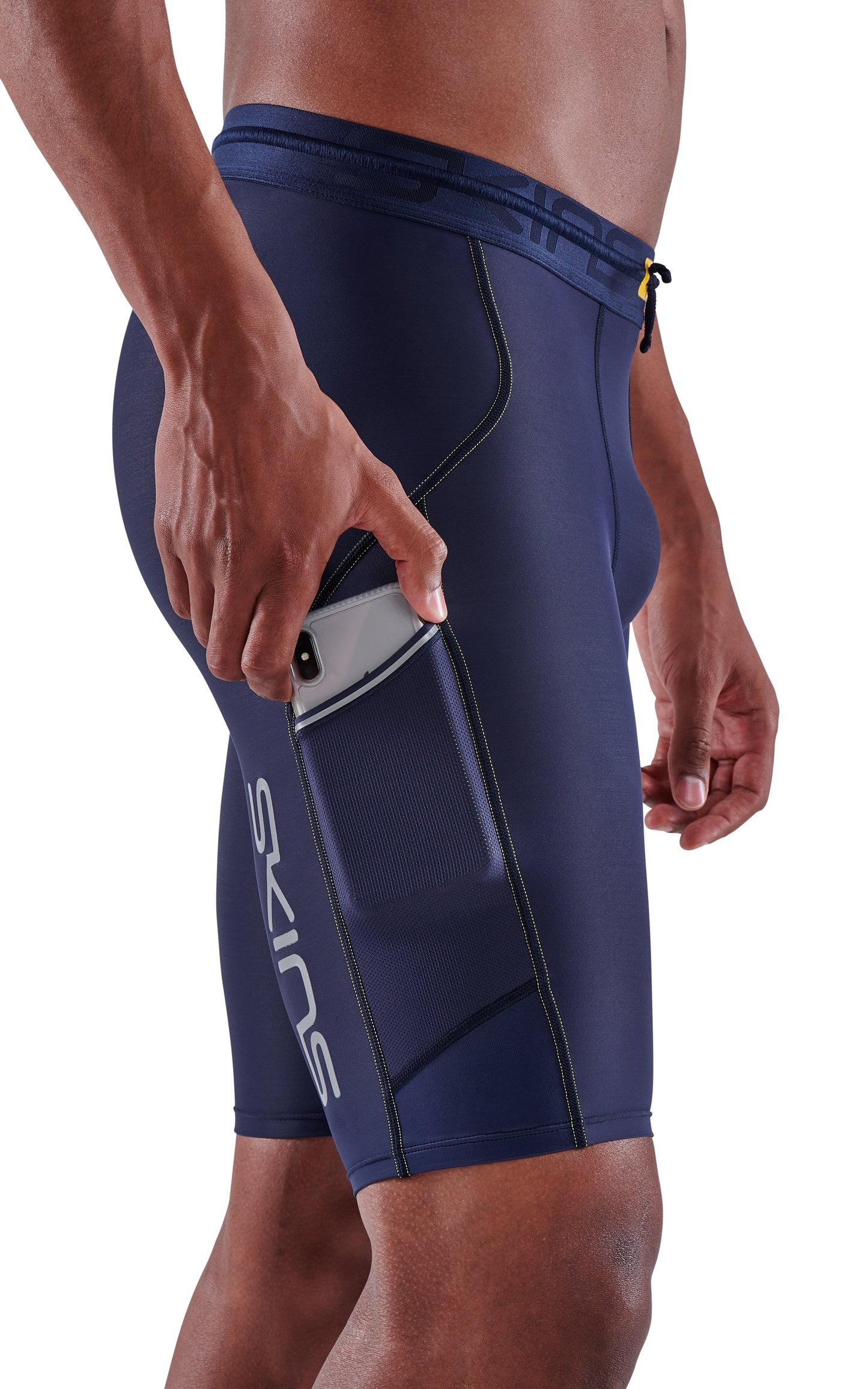 SKINS Men's Compression Half Tights 3-Series - Navy Blue