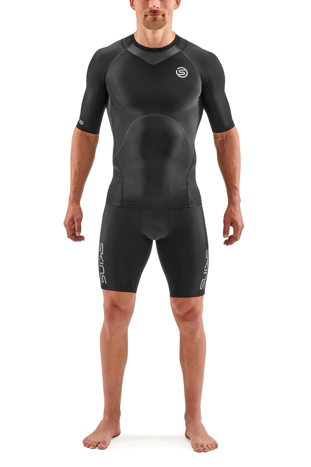 Skins Men's Compression 400 Short Sleeve Tops 3-Series - Black