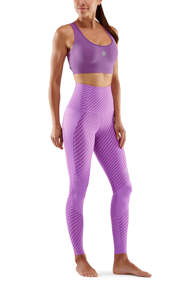 SKINS Women's Compression Skyscraper Tights 3-Series - Linear Amethyst