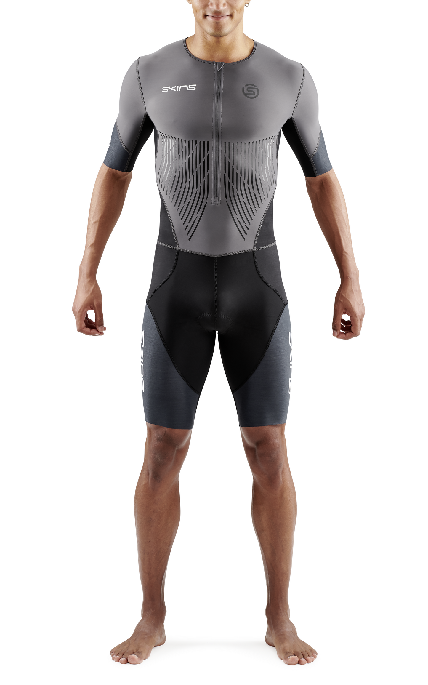 Skins Men's TRI Elite S/S Tri Suit - Charcoal/Carbon
