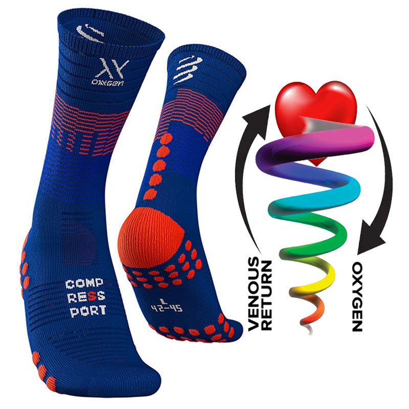 COMPRESSPORT MID COMPRESSION SOCKS - BLUE