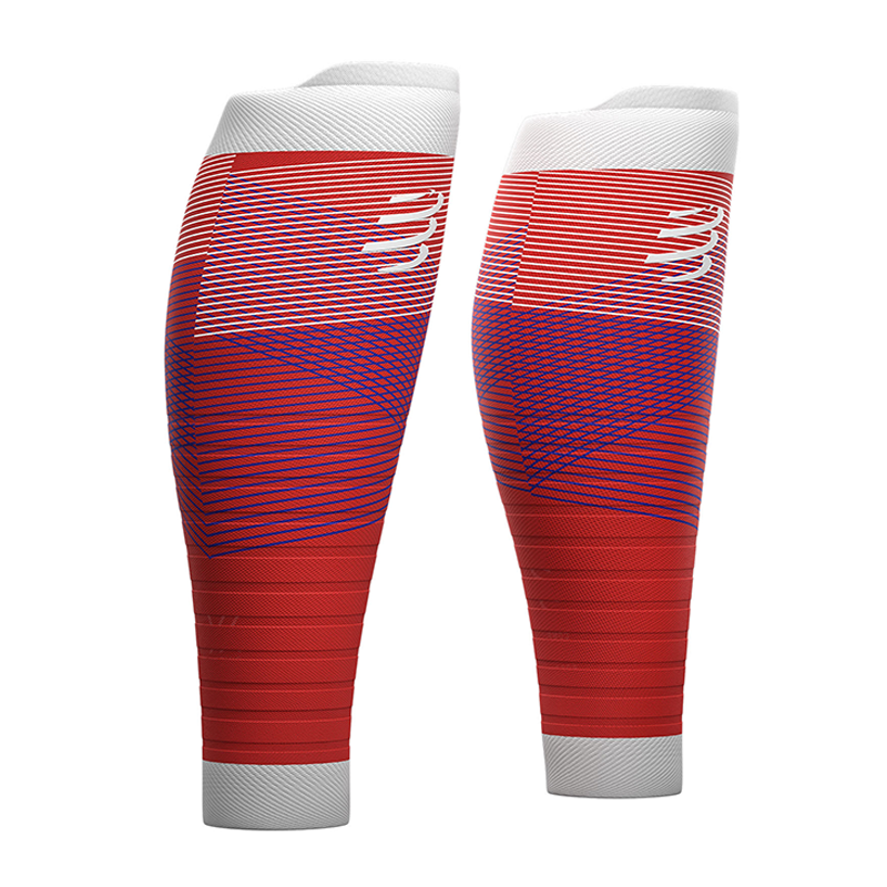 COMPRESSPORT R2 OXYGEN CALF SLEEVES - BLOOD ORANGE