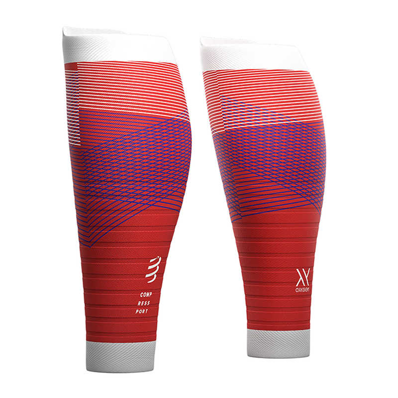 COMPRESSPORT R2 OXYGEN CALF SLEEVES - BLOOD ORANGE