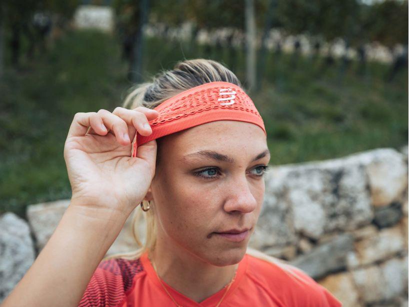 Compressport Unisex Thin Headband ON/OFF Coral - CU00010B_401_0TU