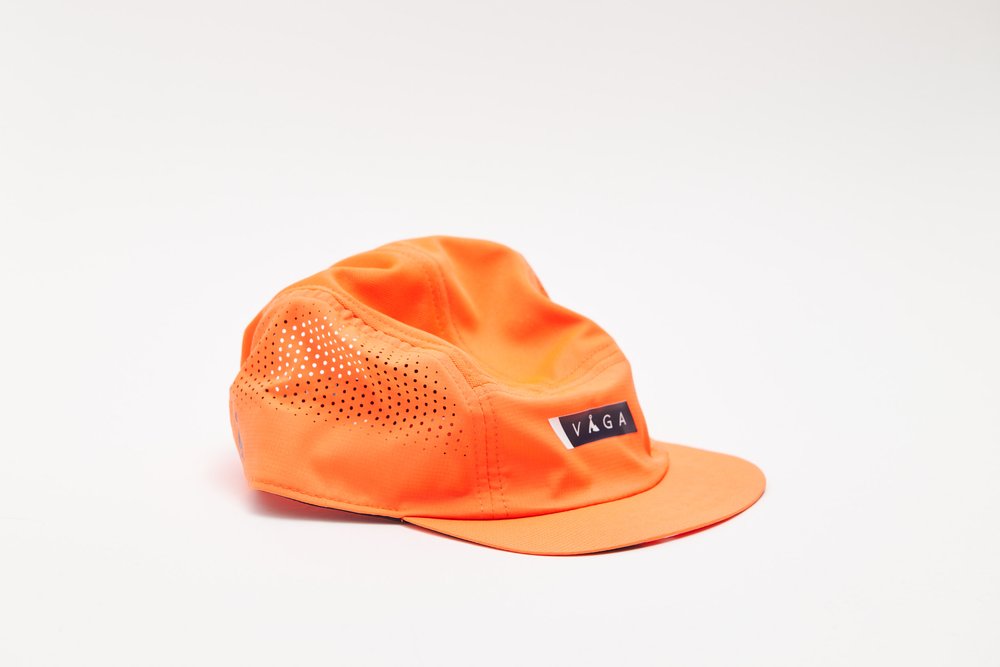 VAGA Feather Racing Cap - Neon Orange/Navy Blue
