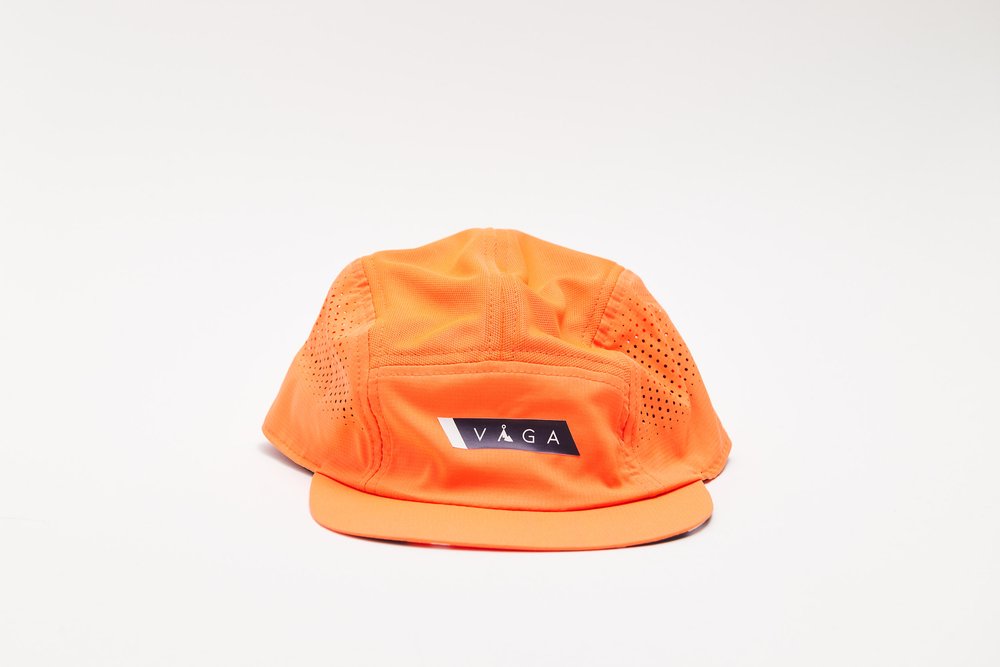VAGA Feather Racing Cap - Neon Orange/Navy Blue