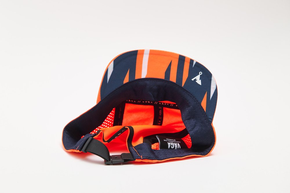 VAGA Feather Racing Cap - Neon Orange/Navy Blue