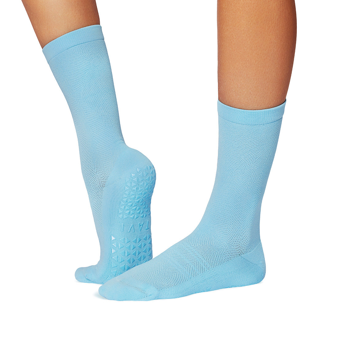 TAVI Kai Fashion Crew Grip Socks - Calcetines para barra, pilates y yoga - Calcetines de pilates con empuñaduras para mujeres y hombres, Gris/Blanco, S TAVI Kai Fashion Crew Grip Socks - Calcetines para barra, pilates y yoga - Calcetines de pilates con empuñaduras para mujeres y hombres, Gris/Blanco, S