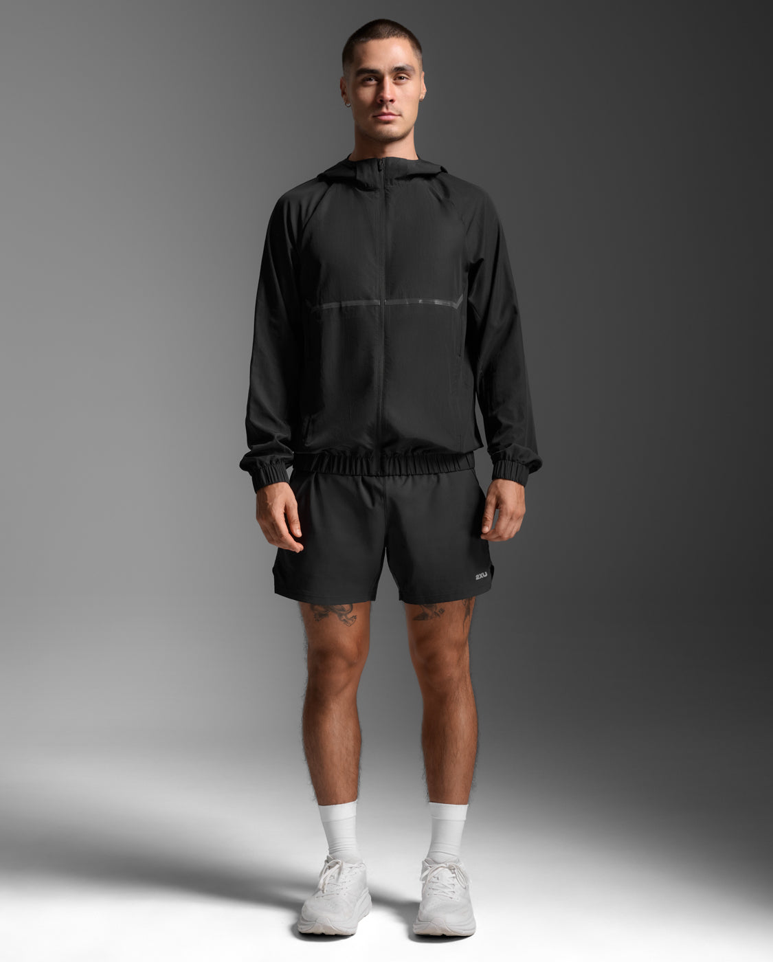 2XU Men's Aero Hex Windbreaker - Black/Black Reflective