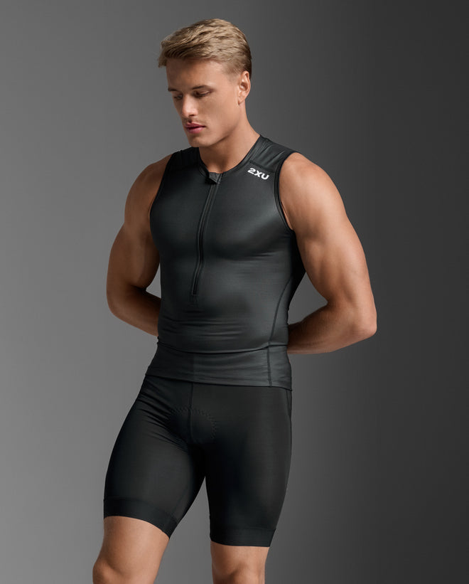 2XU Men's Core Tri Tank MT7399A - Black/White