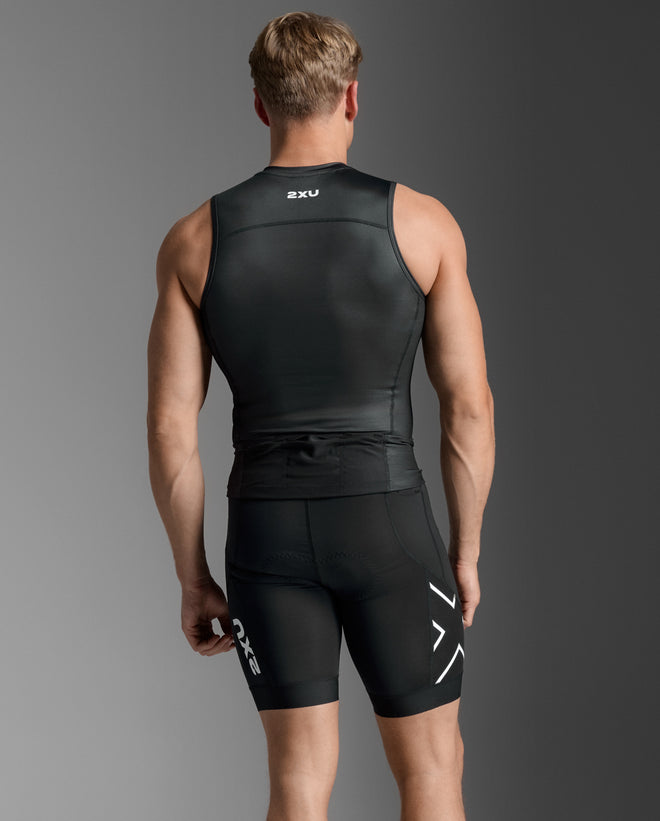 2XU Men's Core Tri Tank MT7399A - Black/White