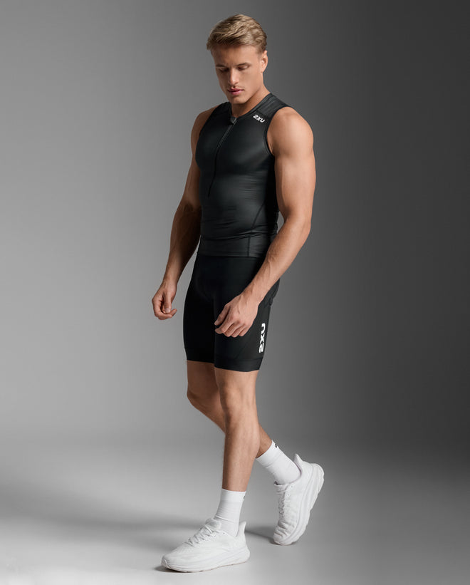 2XU Men's Core Tri Tank MT7399A - Black/White