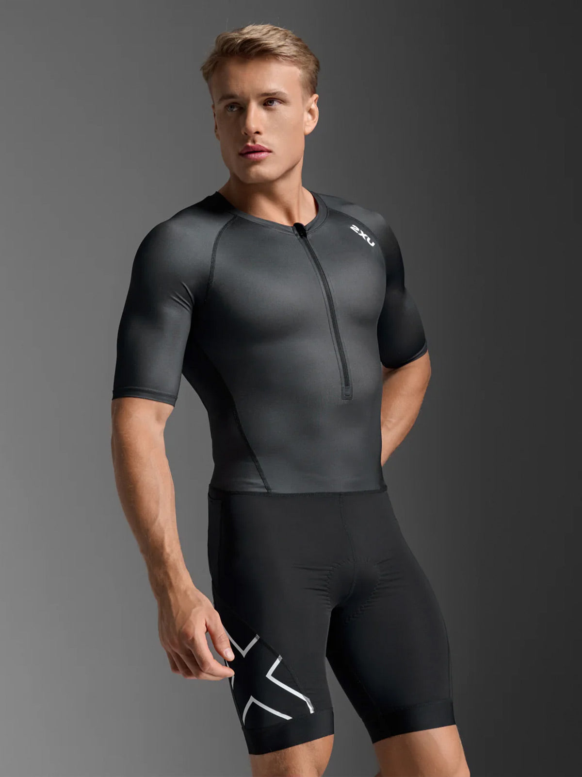 2XU Men's Core Sleeved Trisuit - Black/White