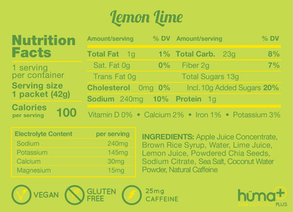 Huma Gel Plus - Lemon Lime + Electrolytes + Caffeine