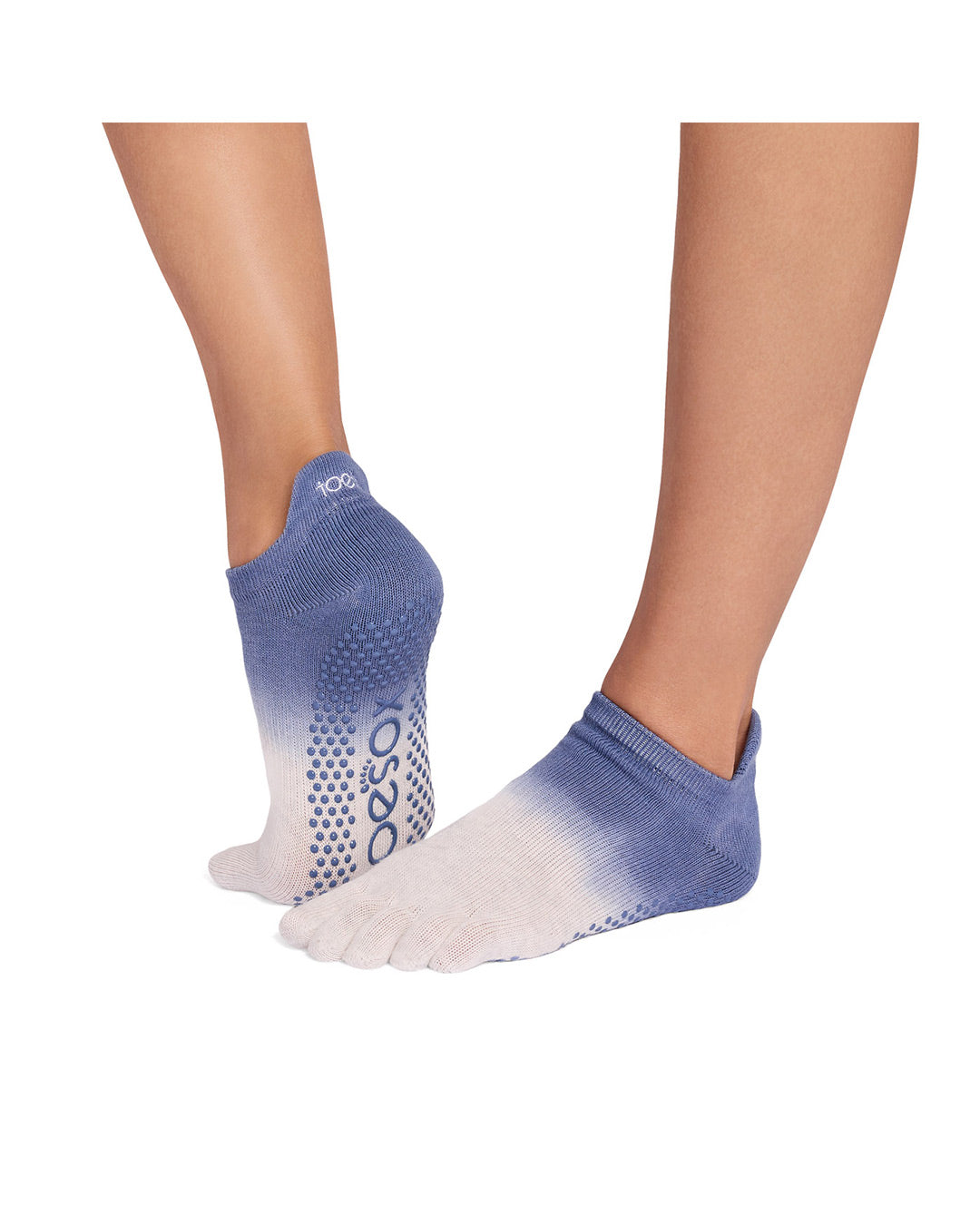 TOESOX Grip Full Toe Low Rise - Soft Blue Ombre