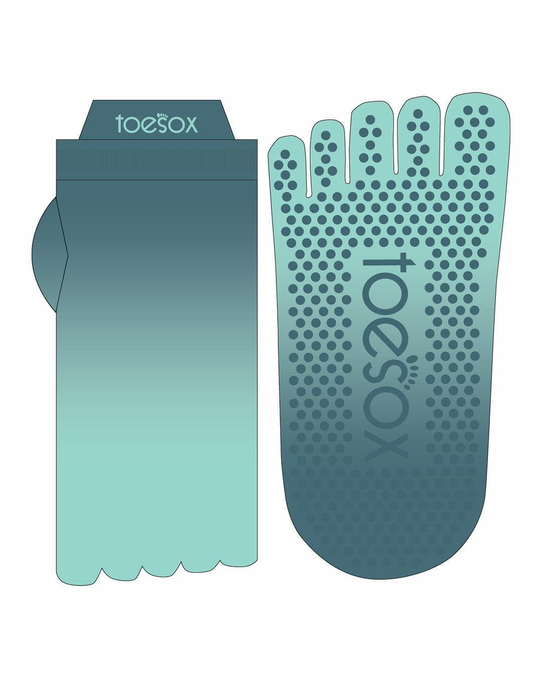 TOESOX Grip Full Toe Low Rise - Tidal