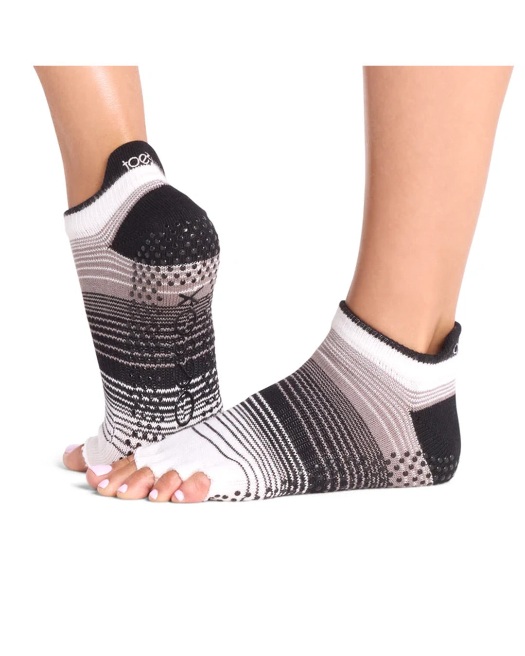 TOESOX Grip Half Toe Low Rise - Coconut Stripe