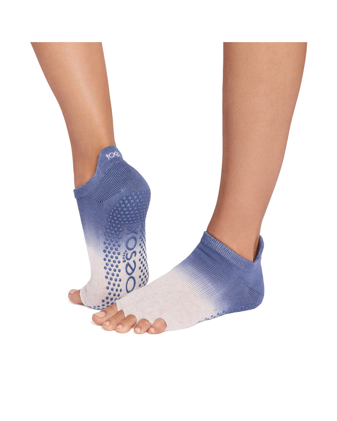 TOESOX Grip Half Toe Low Rise - Soft Blue Ombre