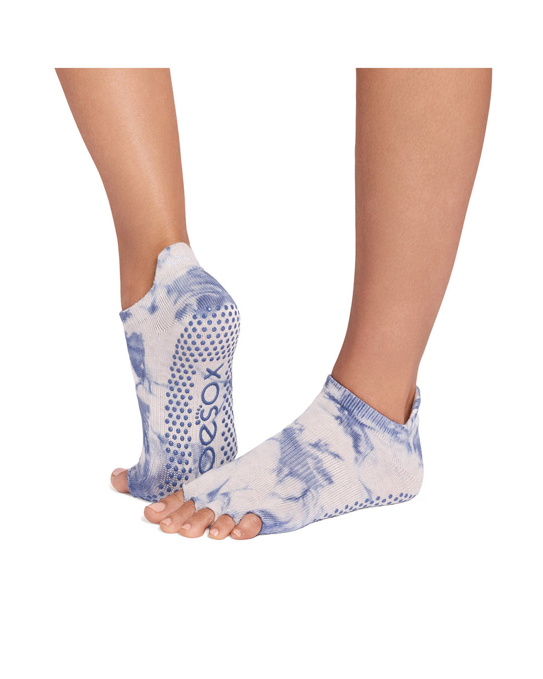 TOESOX Grip Half Toe Low Rise - Soft Blue Tie Dye