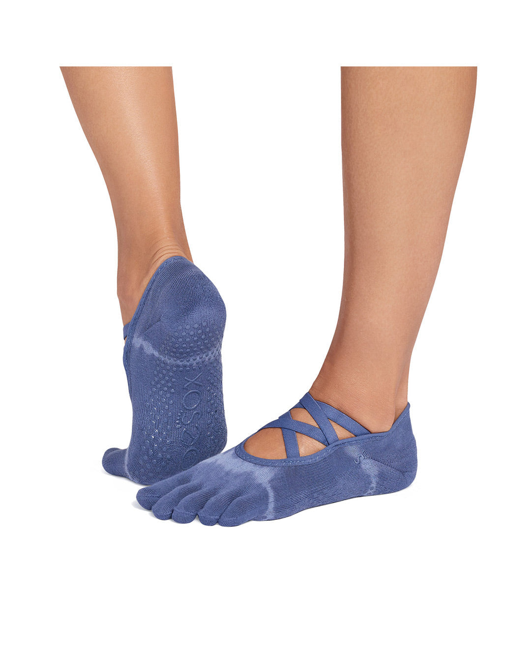 TOESOX Ultra Fine Knit Elle Full Toe - Soft Blue Tie Dye Stripe