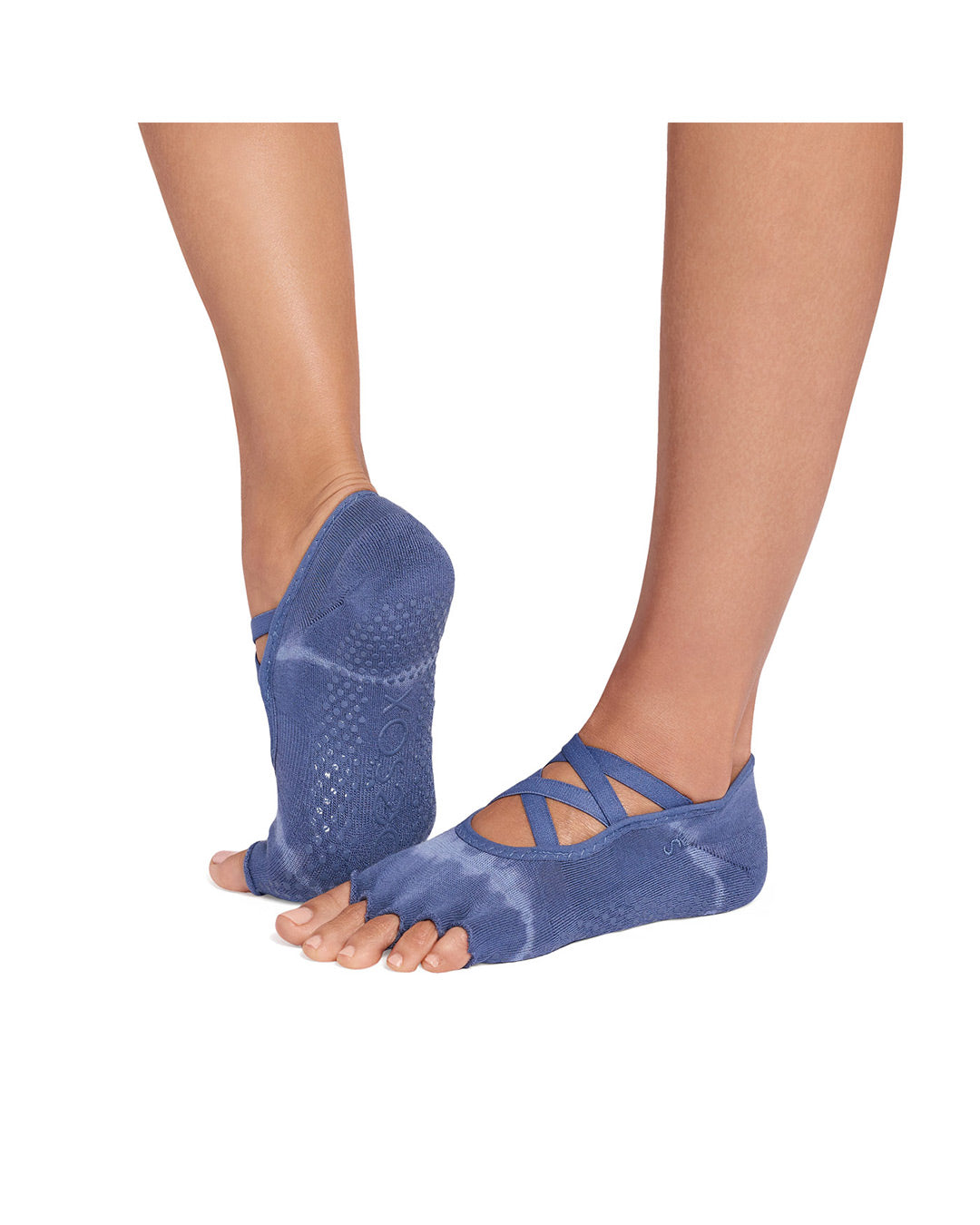 TOESOX Ultra Fine Knit Elle Half Toe - Soft Blue Tie Dye Stripe