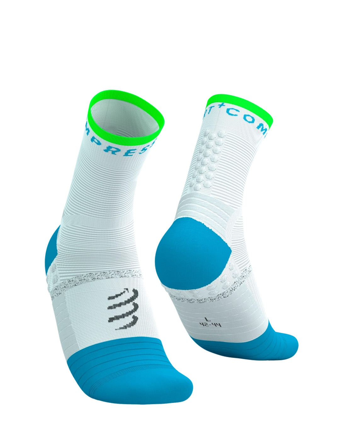 Compressport Unisex's Pro Marathon Socks v2.0 - White/Norse Blue/Neon Green