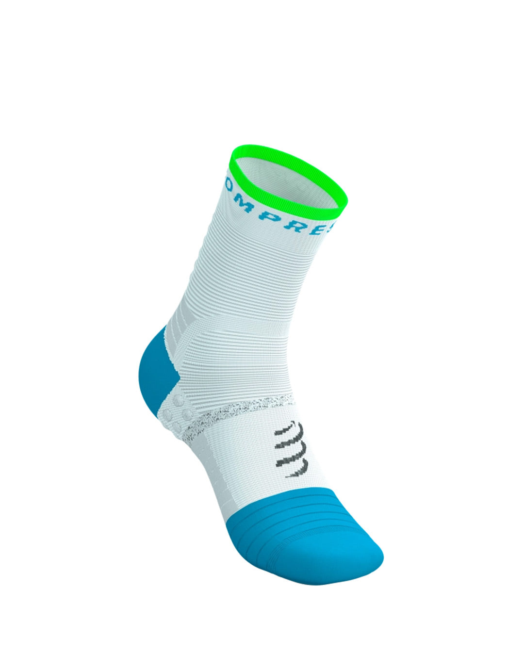 Compressport Unisex's Pro Marathon Socks v2.0 - White/Norse Blue/Neon Green
