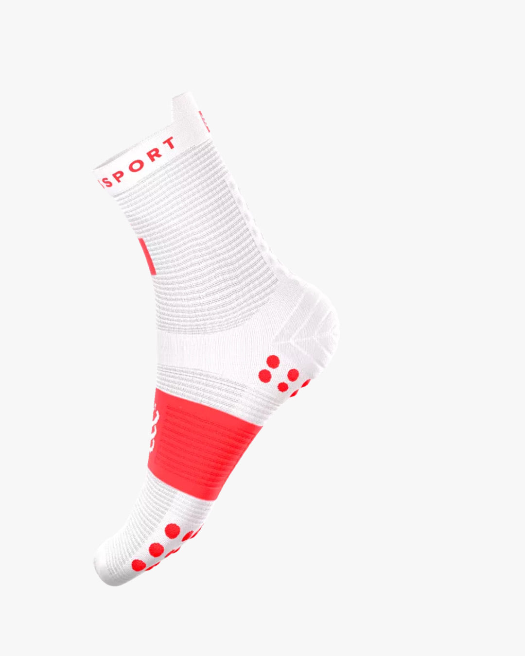 Compressport Unisex's Pro Racing Socks v4.0 Run High - Ironman 2026 - L1 - White/Neon Red