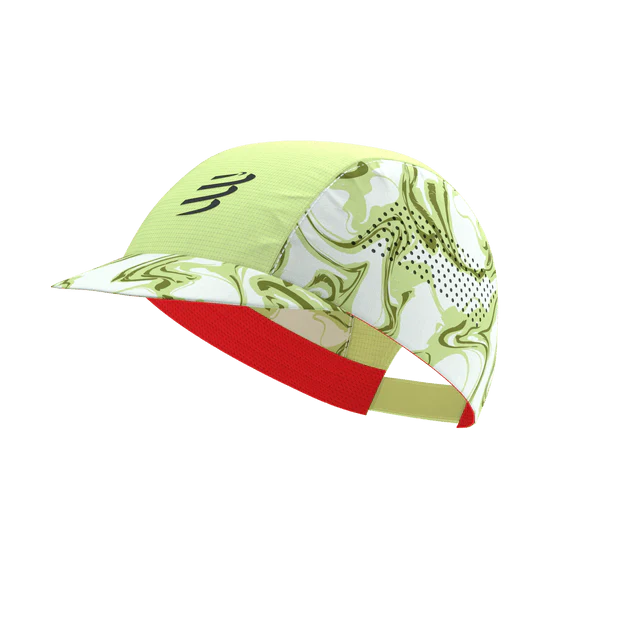 Compressport Unisex's Pro Racing Cap - Green Camo/Fluo Red