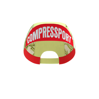 Compressport Unisex's Pro Racing Cap - Green Camo/Fluo Red