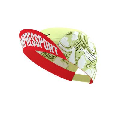 Compressport Unisex's Pro Racing Cap - Green Camo/Fluo Red
