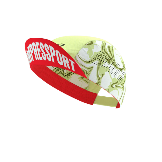 Compressport Unisex's Pro Racing Cap - Green Camo/Fluo Red