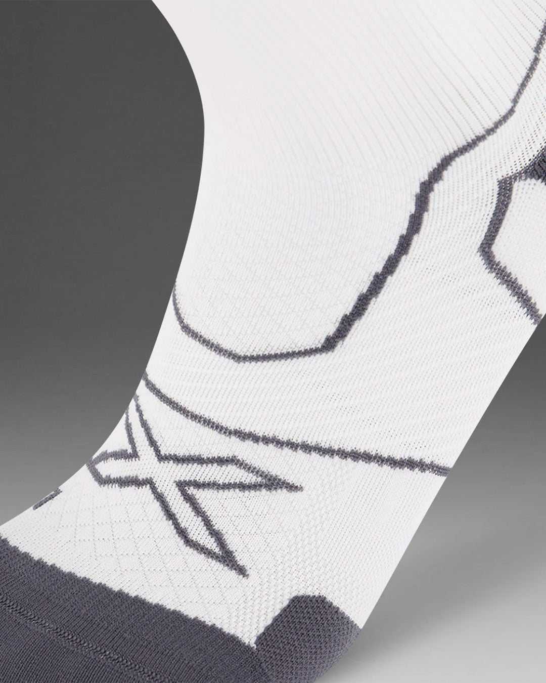 2XU Unisex's Vector Cushion Crew Socks - WHT/GRY