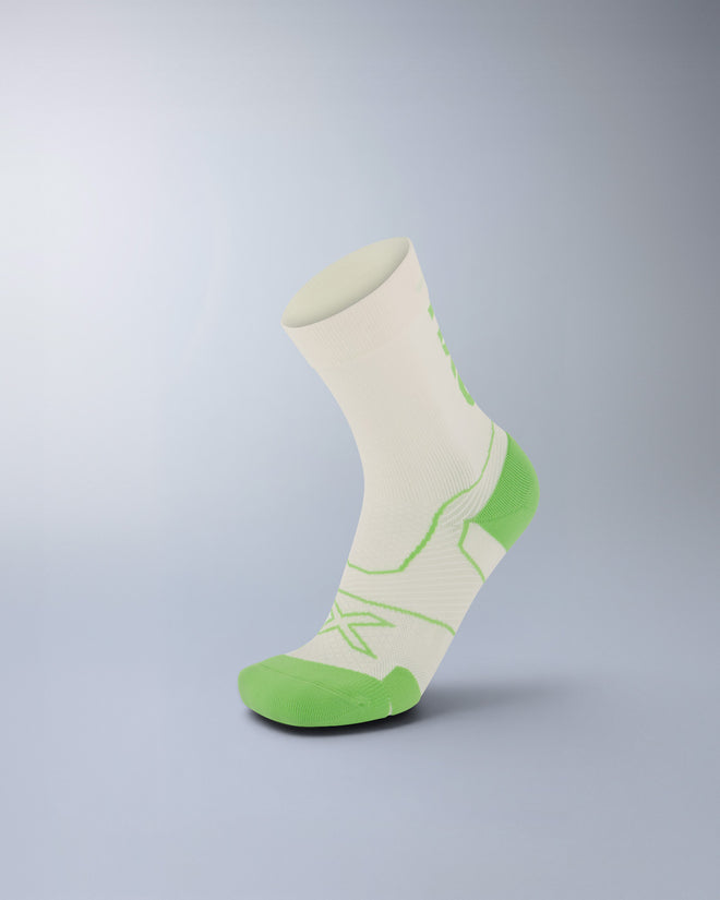 2XU Unisex's Vectr Cushion Crew Socks - Chalk/Lime Zest
